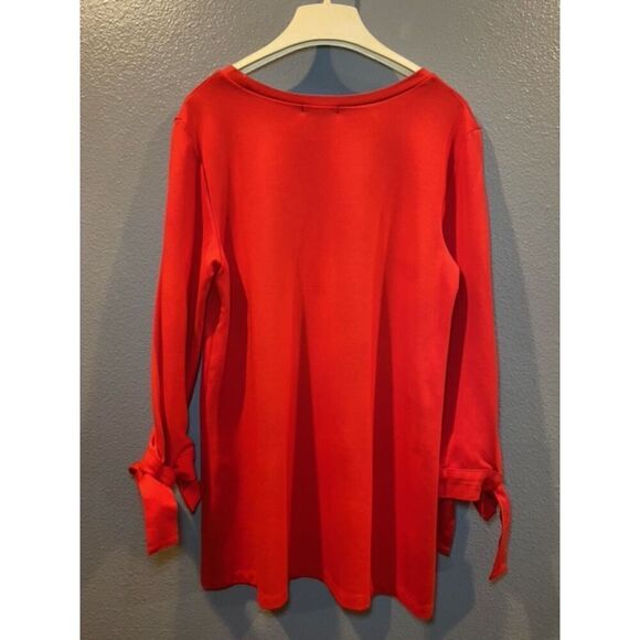 Halogen Ponte Tie 3/4 Sleeve Red Tunic Women's Size Small - Picture 3 of 5